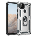 For Google Pixel 5a 5G Shockproof TPU + PC Protective Case with 360 Degree Rotating Holder(Silver)