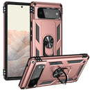 For Google Pixel 6 Shockproof TPU + PC Protective Case with 360 Degree Rotating Holder(Rose Gold)