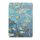 For Samsung Galaxy Tab A7 10.4 T500 Dual-folding Coloured Drawing Voltage Horizontal Flip PU Leather Case with Holder & Sleep / Wake-up Function(White Cherry Blossoms)