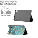 For Samsung Galaxy Tab A7 10.4 T500 Dual-folding Coloured Drawing Voltage Horizontal Flip PU Leather Case with Holder & Sleep / Wake-up Function(White Cherry Blossoms)