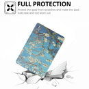 For Samsung Galaxy Tab A7 10.4 T500 Dual-folding Coloured Drawing Voltage Horizontal Flip PU Leather Case with Holder & Sleep / Wake-up Function(White Cherry Blossoms)