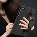 For Samsung Galaxy Tab A7 Lite 8.7 (2021) T220/T225 Honeycomb Design EVA + PC Four Corner Shockproof Protective Case with Strap(Black+Black)