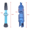 A5595 2 PCS 40mm Blue French Tubeless Valve Core with Blue Disassembly Tool for Road Bike
