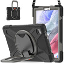 For Samsung Galaxy Tab A7 Lite T220 / T225 Silicone + PC Protective Case with Holder & Shoulder Strap(Black+Gray)