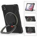 For Samsung Galaxy Tab A7 Lite T220 / T225 Silicone + PC Protective Case with Holder & Shoulder Strap(Black+Gray)