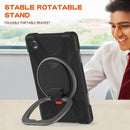 For Samsung Galaxy Tab A7 Lite T220 / T225 Silicone + PC Protective Case with Holder & Shoulder Strap(Black+Gray)