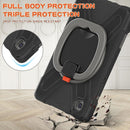 For Samsung Galaxy Tab A7 Lite T220 / T225 Silicone + PC Protective Case with Holder & Shoulder Strap(Black+Gray)