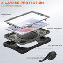 For Samsung Galaxy Tab A7 Lite T220 / T225 Silicone + PC Protective Case with Holder & Shoulder Strap(Black+Gray)