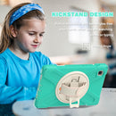 For Samsung Galaxy Tab A7 Lite T220 / T225 Silicone + PC Protective Case with Holder & Shoulder Strap(Mint Green)