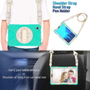 For Samsung Galaxy Tab A7 Lite T220 / T225 Silicone + PC Protective Case with Holder & Shoulder Strap(Mint Green)