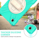 For Samsung Galaxy Tab A7 Lite T220 / T225 Silicone + PC Protective Case with Holder & Shoulder Strap(Mint Green)