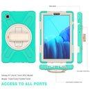For Samsung Galaxy Tab A7 Lite T220 / T225 Silicone + PC Protective Case with Holder & Shoulder Strap(Mint Green)