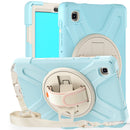 For Samsung Galaxy Tab A7 Lite T220 / T225 Silicone + PC Protective Case with Holder & Shoulder Strap(Ice Blue)