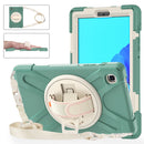 For Samsung Galaxy Tab A7 Lite T220 / T225 Silicone + PC Protective Case with Holder & Shoulder Strap(Emerald Green)