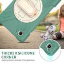 For Samsung Galaxy Tab A7 Lite T220 / T225 Silicone + PC Protective Case with Holder & Shoulder Strap(Emerald Green)