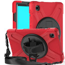 For Samsung Galaxy Tab A7 Lite T220 / T225 Silicone + PC Protective Case with Holder & Shoulder Strap(Red)