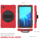 For Samsung Galaxy Tab A7 Lite T220 / T225 Silicone + PC Protective Case with Holder & Shoulder Strap(Red)