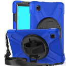 For Samsung Galaxy Tab A7 Lite T220 / T225 Silicone + PC Protective Case with Holder & Shoulder Strap(Blue)