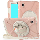 For Samsung Galaxy Tab A7 Lite T220 / T225 Silicone + PC Protective Case with Holder & Shoulder Strap(Rose Gold)