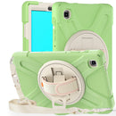 For Samsung Galaxy Tab A7 Lite T220 / T225 Silicone + PC Protective Case with Holder & Shoulder Strap(Matcha Green)