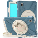 For Samsung Galaxy Tab A7 Lite T220 / T225 Silicone + PC Protective Case with Holder & Shoulder Strap(Cornflower Blue)