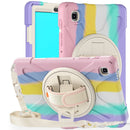 For Samsung Galaxy Tab A7 Lite T220 / T225 Silicone + PC Protective Case with Holder & Shoulder Strap(Colorful Pink)