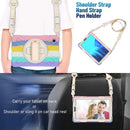 For Samsung Galaxy Tab A7 Lite T220 / T225 Silicone + PC Protective Case with Holder & Shoulder Strap(Colorful Pink)