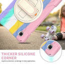 For Samsung Galaxy Tab A7 Lite T220 / T225 Silicone + PC Protective Case with Holder & Shoulder Strap(Colorful Pink)