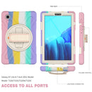 For Samsung Galaxy Tab A7 Lite T220 / T225 Silicone + PC Protective Case with Holder & Shoulder Strap(Colorful Pink)