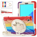 For Samsung Galaxy Tab A7 Lite T220 / T225 Silicone + PC Protective Case with Holder & Shoulder Strap(Colorful Red)