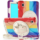 For Samsung Galaxy Tab A7 Lite T220 / T225 Silicone + PC Protective Case with Holder & Shoulder Strap(Colorful Red)