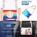 For Samsung Galaxy Tab A7 Lite T220 / T225 Silicone + PC Protective Case with Holder & Shoulder Strap(Colorful Red)