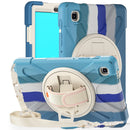 For Samsung Galaxy Tab A7 Lite T220 / T225 Silicone + PC Protective Case with Holder & Shoulder Strap(Colorful Blue)