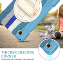 For Samsung Galaxy Tab A7 Lite T220 / T225 Silicone + PC Protective Case with Holder & Shoulder Strap(Colorful Blue)
