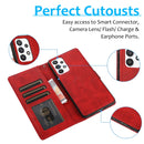 For Samsung Galaxy A32 Calf Texture 2 in 1 Detachable Magnetic Back Cover Horizontal Flip Leather Case with Holder & Card Slots & Wallet & Photo Frame(Red)