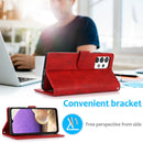 For Samsung Galaxy A32 Calf Texture 2 in 1 Detachable Magnetic Back Cover Horizontal Flip Leather Case with Holder & Card Slots & Wallet & Photo Frame(Red)