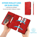 For Samsung Galaxy A32 Calf Texture 2 in 1 Detachable Magnetic Back Cover Horizontal Flip Leather Case with Holder & Card Slots & Wallet & Photo Frame(Red)