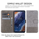 For Nokia 9 PureView MUXMA MX102 Horizontal Flip Canvas Leather Case with Stand & Card Slot & Wallet Function(Grey)