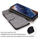 For Nokia 9 PureView MUXMA MX102 Horizontal Flip Canvas Leather Case with Stand & Card Slot & Wallet Function(Grey)