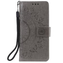 For Samsung Galaxy S21 FE Totem Flower Embossed Horizontal Flip TPU + PU Leather Case with Holder & Card Slots & Wallet(Grey)