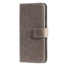 For Samsung Galaxy S21 FE Totem Flower Embossed Horizontal Flip TPU + PU Leather Case with Holder & Card Slots & Wallet(Grey)