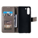 For Samsung Galaxy S21 FE Totem Flower Embossed Horizontal Flip TPU + PU Leather Case with Holder & Card Slots & Wallet(Grey)