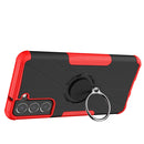 For Samsung Galaxy S21 FE Machine Armor Bear Shockproof PC + TPU Protective Case with Ring Holder(Red)