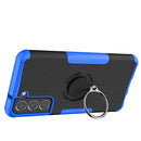 For Samsung Galaxy S21 FE Machine Armor Bear Shockproof PC + TPU Protective Case with Ring Holder(Blue)