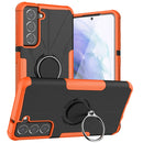 For Samsung Galaxy S21 FE Machine Armor Bear Shockproof PC + TPU Protective Case with Ring Holder(Orange)