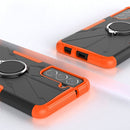 For Samsung Galaxy S21 FE Machine Armor Bear Shockproof PC + TPU Protective Case with Ring Holder(Orange)