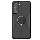 For Samsung Galaxy S21 FE Machine Armor Bear Shockproof PC + TPU Protective Case with Ring Holder(Black)