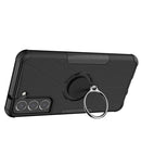 For Samsung Galaxy S21 FE Machine Armor Bear Shockproof PC + TPU Protective Case with Ring Holder(Black)