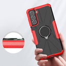 For Samsung Galaxy S21 FE Machine Armor Bear Shockproof PC + TPU Protective Case with Ring Holder(Black)