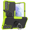 For Samsung Galaxy S21 FE Machine Armor Bear Shockproof PC + TPU Protective Case with Ring Holder(Green)